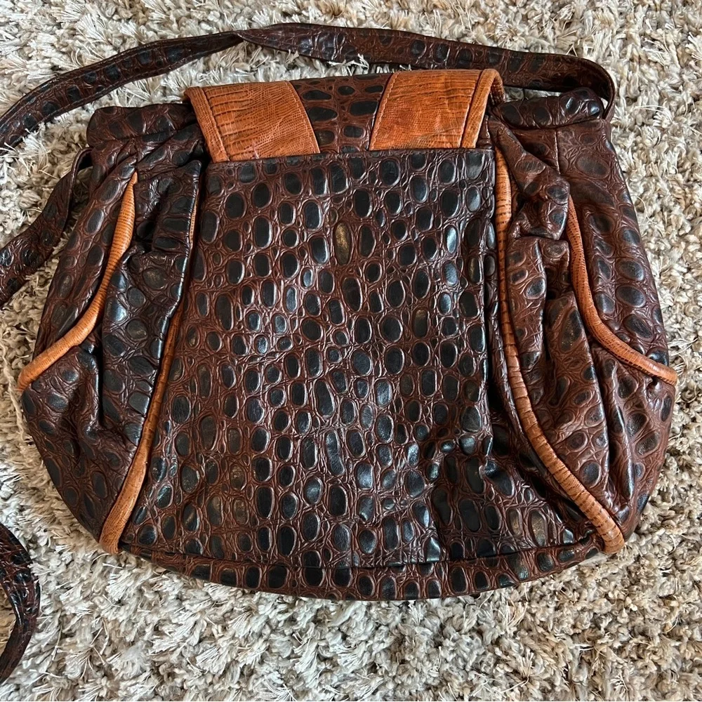 Vintage Noble Handbags Inc Leather Croc Embossed Crossbody Purse - Picture 4 of 7